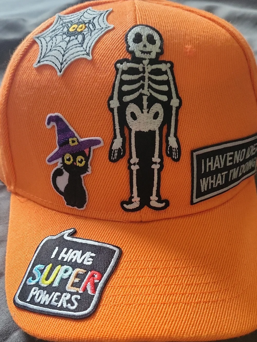 Handmade! Orange Kids Halloween Patch Baseball Cap